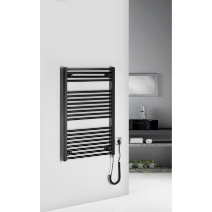 Aqualine - Elektrisk badeværelsesradiator DIRECT-E 400W/230V 96 cm mat sort lige