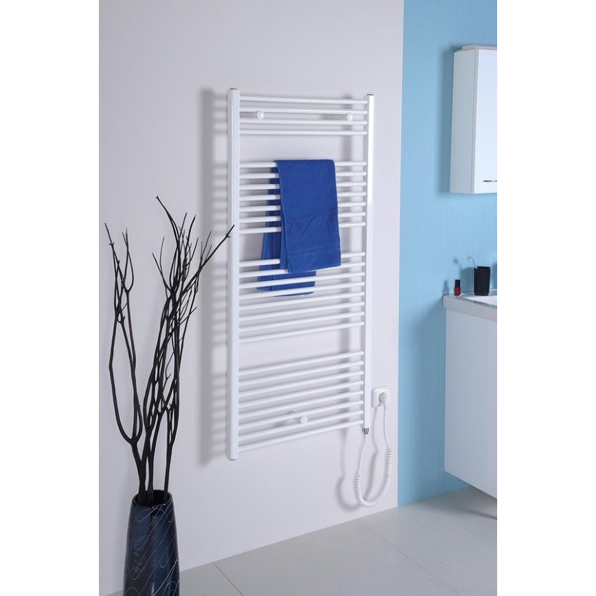 Aqualine - Elektrisk badeværelsesradiator DIRECT-E 600W/230V 132 cm hvid lige