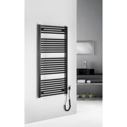Aqualine - Elektrisk badeværelsesradiator DIRECT-E 600W/230V 132 cm mat sort lige