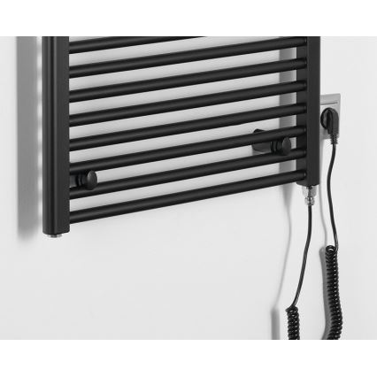 Aqualine - Elektrisk badeværelsesradiator DIRECT-E 600W/230V 132 cm mat sort lige