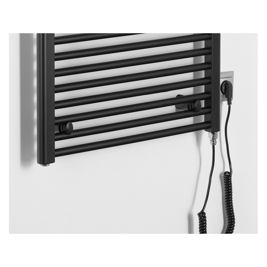 Aqualine - Elektrisk badeværelsesradiator DIRECT-E 600W/230V 132 cm mat sort lige