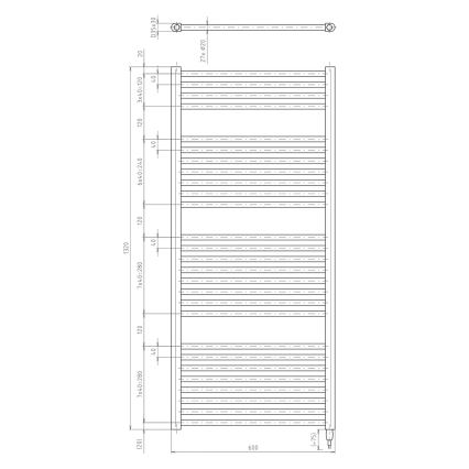 Aqualine - Elektrisk badeværelsesradiator DIRECT-E 600W/230V 132 cm mat sort lige