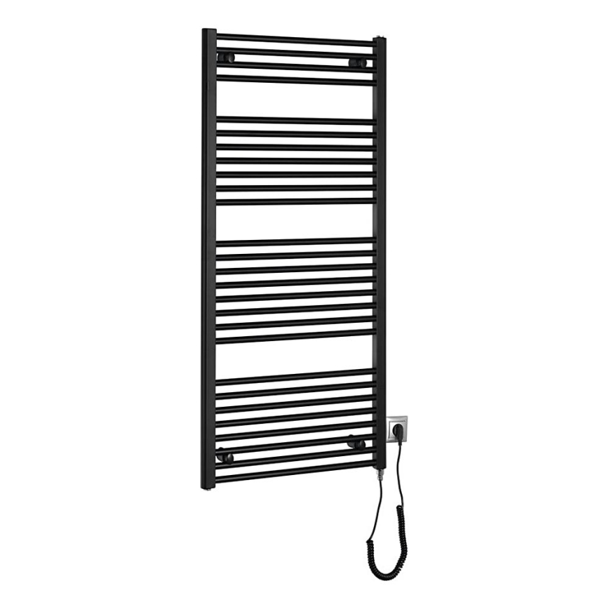 Aqualine - Elektrisk badeværelsesradiator DIRECT-E 600W/230V 132 cm mat sort lige
