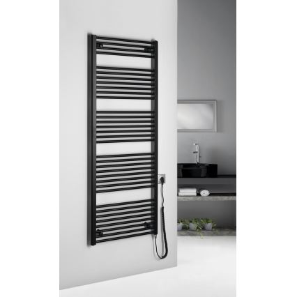 Aqualine - Elektrisk badeværelsesradiator DIRECT-E 800W/230V 168 cm mat sort lige