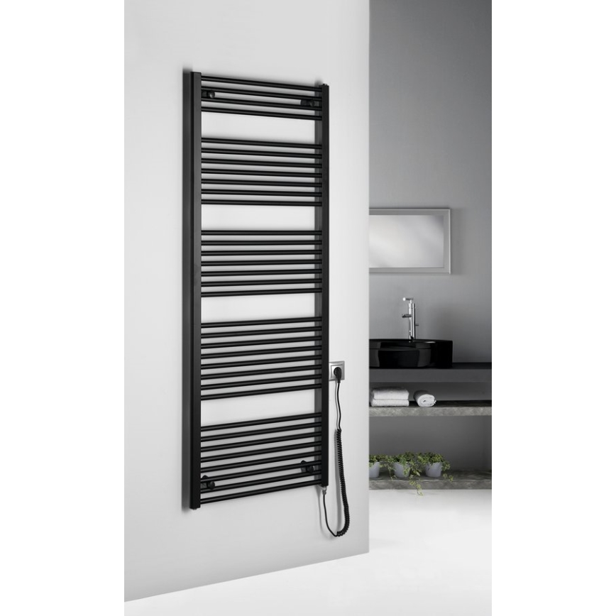 Aqualine - Elektrisk badeværelsesradiator DIRECT-E 800W/230V 168 cm mat sort lige