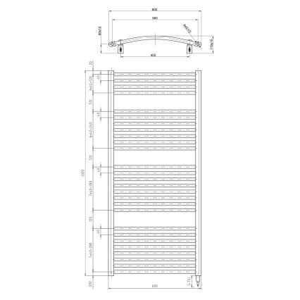 Aqualine - Elektrisk badeværelsesradiator ORBIT-E 600W/230V 132 cm hvid rund