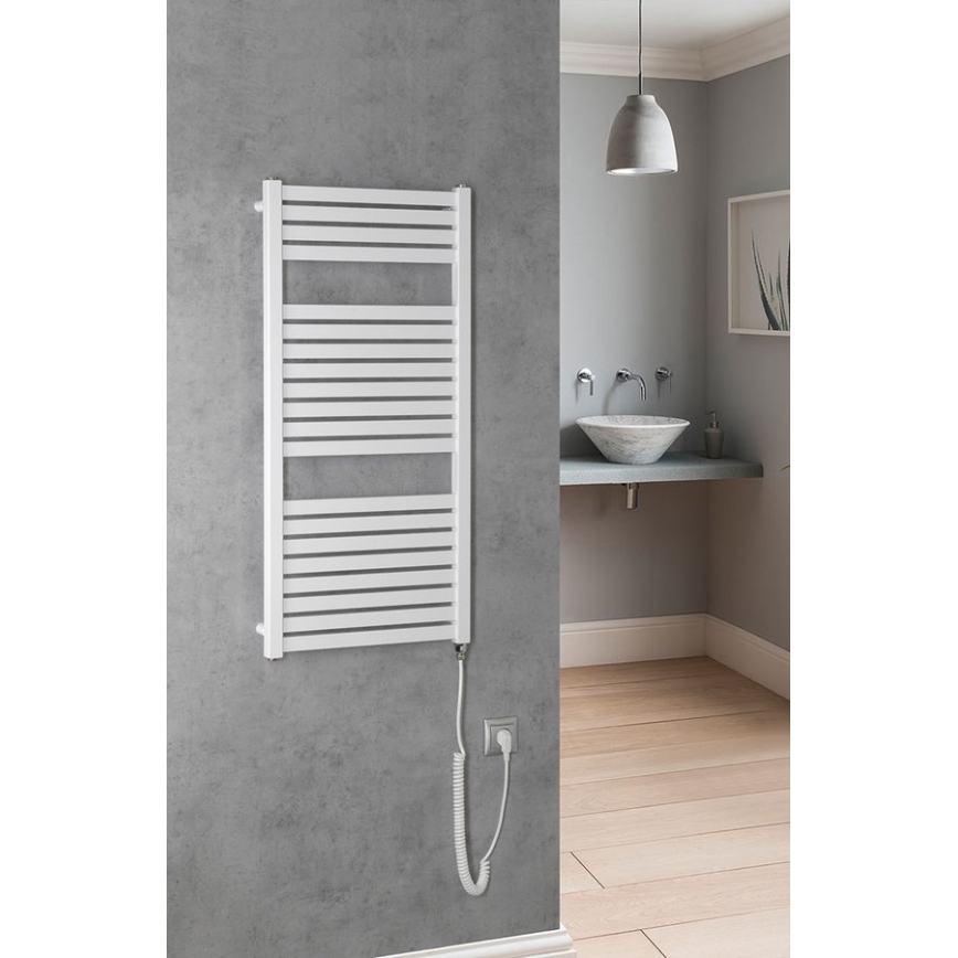 Aqualine - Elektrisk badeværelsesradiator TONDI-E 300W/230V 97 cm hvid kantet