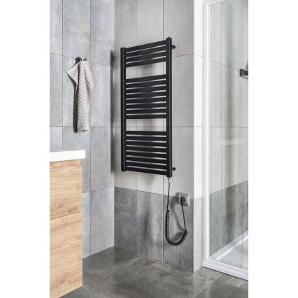 Aqualine - Elektrisk badeværelsesradiator TONDI-E 300W/230V 97 cm mat sort kantet