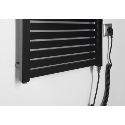 Aqualine - Elektrisk badeværelsesradiator TONDI-E 300W/230V 97 cm mat sort kantet