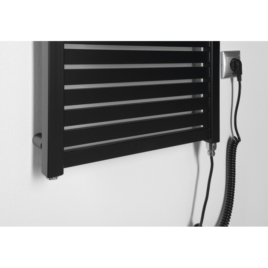 Aqualine - Elektrisk badeværelsesradiator TONDI-E 300W/230V 97 cm mat sort kantet
