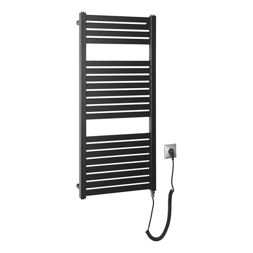 Aqualine - Elektrisk badeværelsesradiator TONDI-E 300W/230V 97 cm mat sort kantet