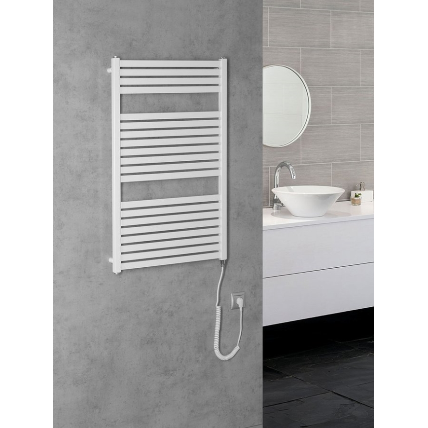 Aqualine - Elektrisk badeværelsesradiator TONDI-E 400W/230V 97 cm hvid kantet
