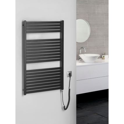 Aqualine - Elektrisk badeværelsesradiator TONDI-E 400W/230V 97 cm mat sort lige