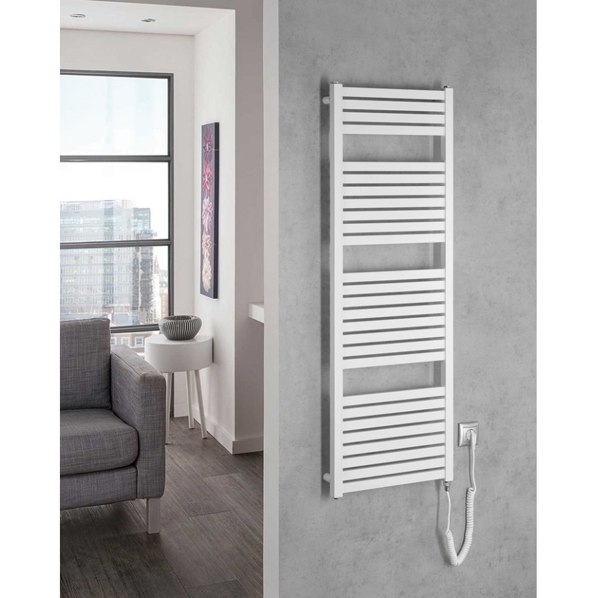 Aqualine - Elektrisk badeværelsesradiator TONDI-E 500W 133x45 cm hvid