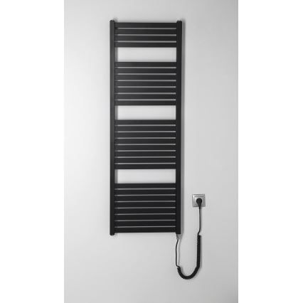 Aqualine - Elektrisk badeværelsesradiator TONDI-E 500W/230V 133 cm mat sort lige