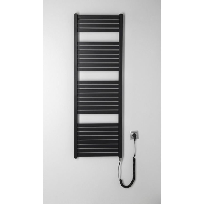 Aqualine - Elektrisk badeværelsesradiator TONDI-E 500W/230V 133 cm mat sort lige