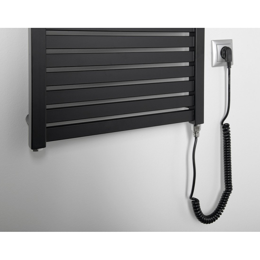 Aqualine - Elektrisk badeværelsesradiator TONDI-E 500W/230V 133 cm mat sort lige