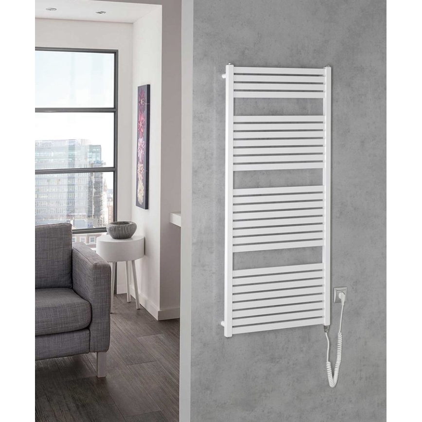 Aqualine - Elektrisk badeværelsesradiator TONDI-E 600W/230V 133 cm hvid lige