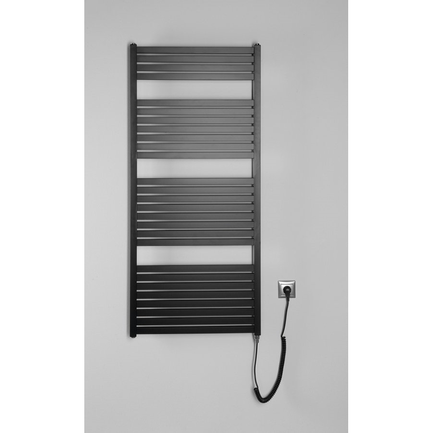Aqualine - Elektrisk badeværelsesradiator TONDI-E 600W/230V 133 cm mat sort lige