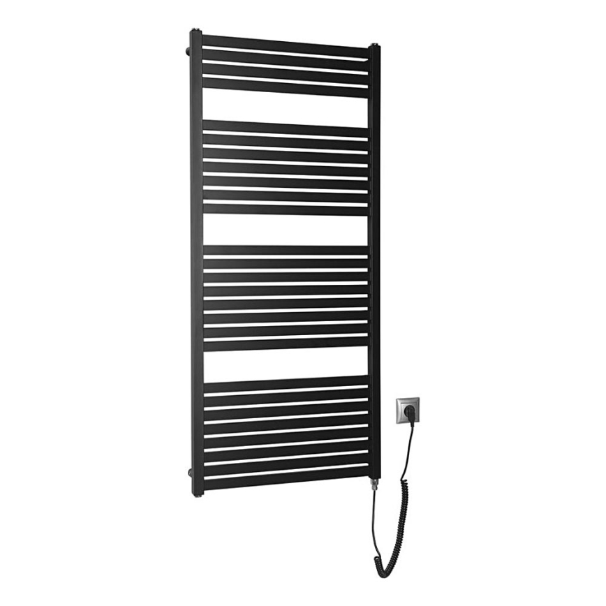 Aqualine - Elektrisk badeværelsesradiator TONDI-E 600W/230V 133 cm mat sort lige