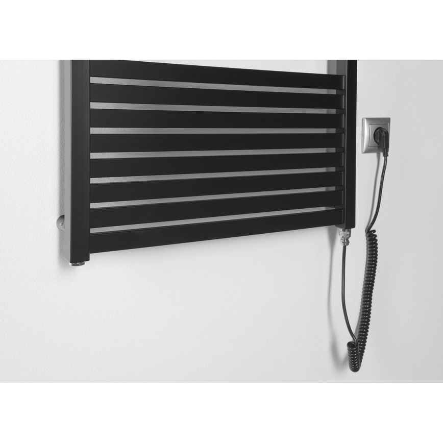 Aqualine - Elektrisk badeværelsesradiator TONDI-E 800W/230V 169 cm mat sort lige
