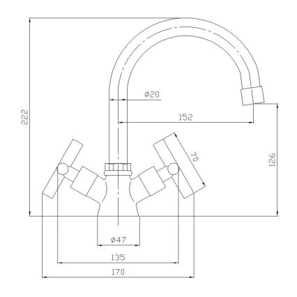 Aqualine - Håndvaskarmatur XENIA 22,2 cm i blank krom