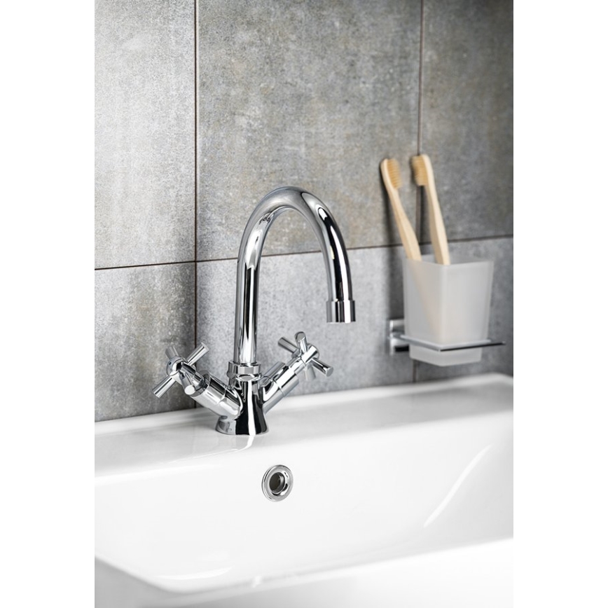 Aqualine - Håndvaskarmatur XENIA RETRO 22,2 cm, poleret krom