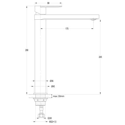 Aqualine - Hane DAPHNE 29 cm mat sort
