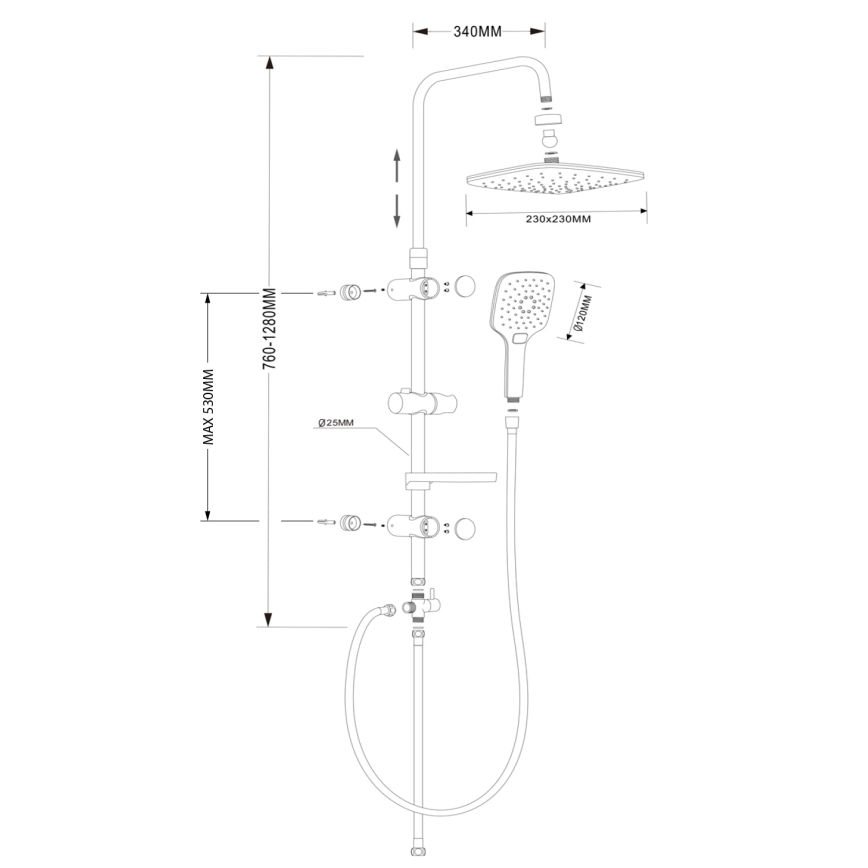 Aqualine - KERA brusesæt i poleret krom