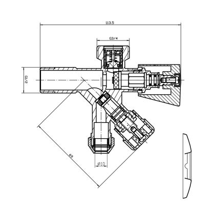 Aqualine - Kombineret ventil, forkromet