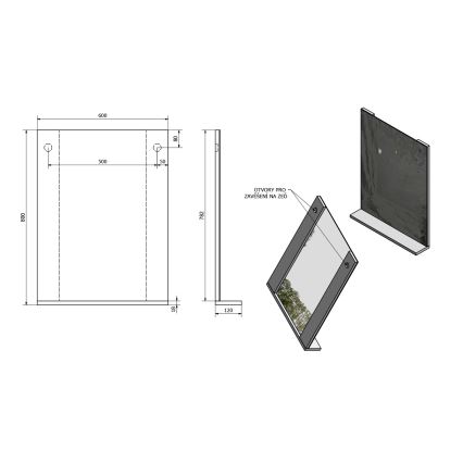 Aqualine - Spejl BETA 60x80 cm hvid