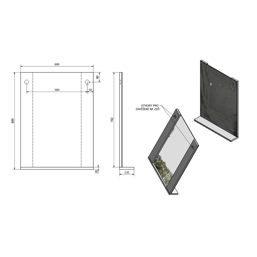 Aqualine - Spejl BETA 60x80 cm hvid