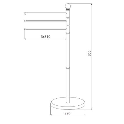 Aqualine - Stativ m. håndklædeholder SAMBA 85,5 cm rustfri/skinnende krom