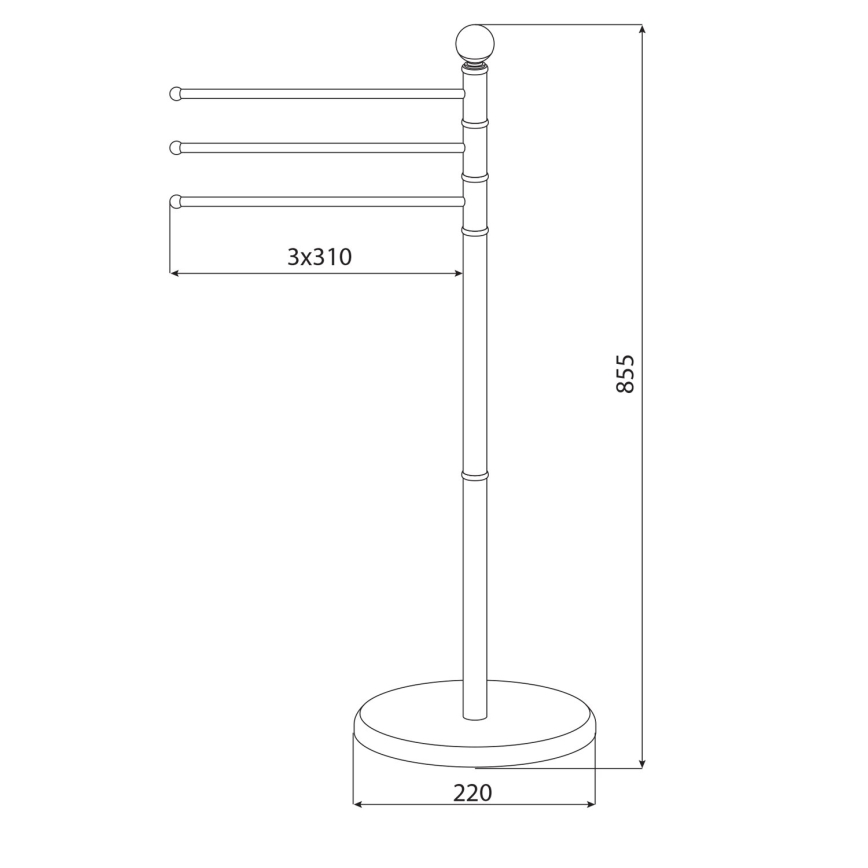 Aqualine - Stativ m. håndklædeholder SAMBA 85,5 cm rustfri/skinnende krom