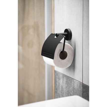 Aqualine - Toiletrulleholder med dæksel SAMBA sort
