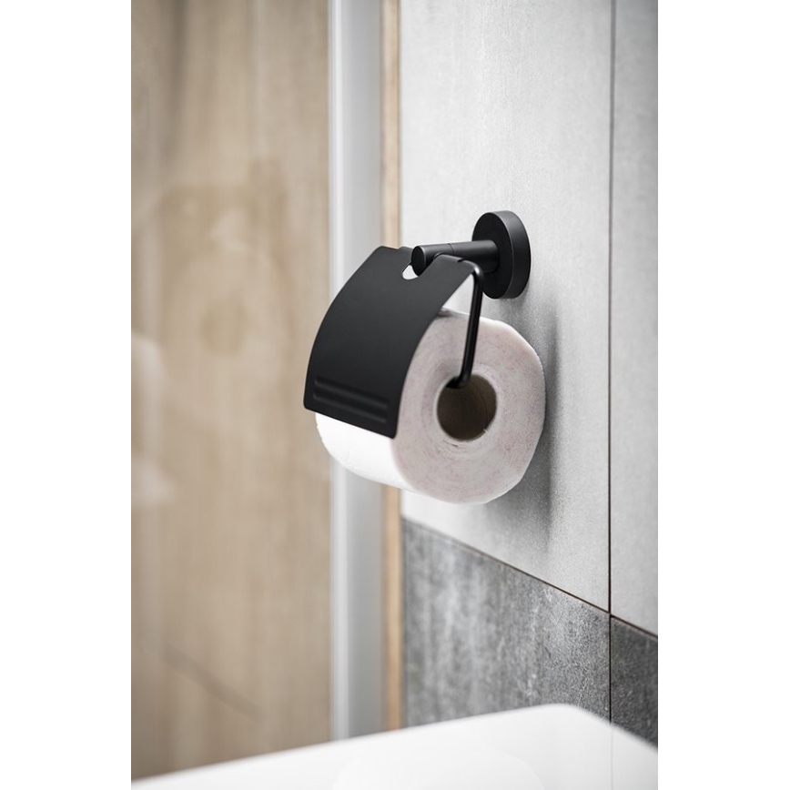 Aqualine - Toiletrulleholder med dæksel SAMBA sort