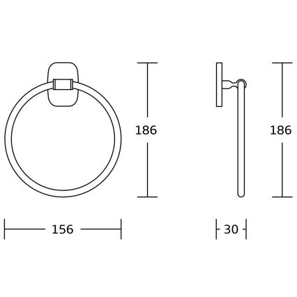 Aqualine - Væghængt håndklædestang RUMBA diameter 15,6 cm skinnende krom