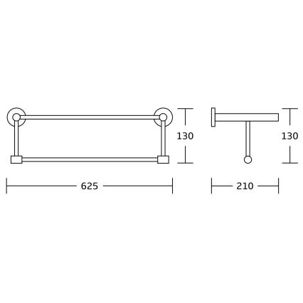 Aqualine - Væghængt håndklædestang SAMBA 21x62,5 cm sort