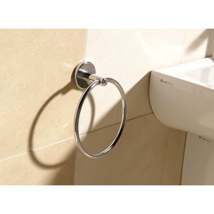 Aqualine - Væghængt håndklædestang SAMBA diameter 15,5 cm skinnende krom