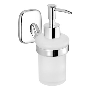 Aqualine - Væghængt sæbedispenser RUMBA 160 mm mælkehvid glas/skinnende krom