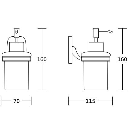 Aqualine - Væghængt sæbedispenser RUMBA 160 mm mælkehvid glas/skinnende krom