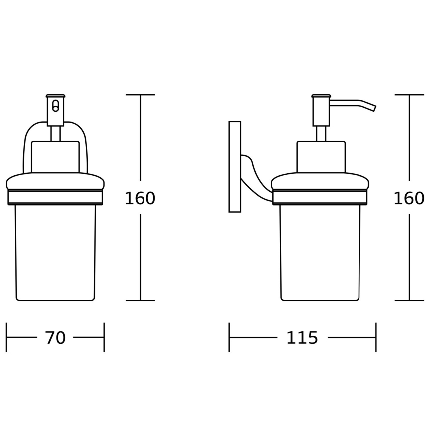 Aqualine - Væghængt sæbedispenser RUMBA 160 mm mælkehvid glas/skinnende krom
