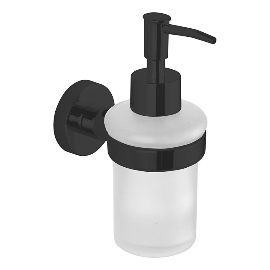 Aqualine - Væghængt sæbedispenser SAMBA 150 mat mælkehvid glas/mat sort