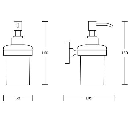 Aqualine - Væghængt sæbedispenser SAMBA 150 mat mælkehvid glas/mat sort