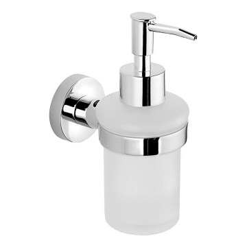 Aqualine - Væghængt sæbedispenser SAMBA 150 mm mælkehvid glas/skinnende krom