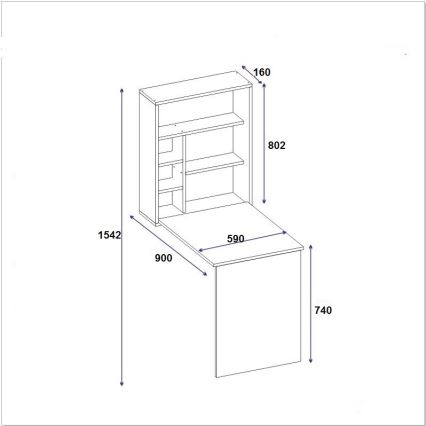 Arbejdsbord med hylde SEDIR 154,2x90 cm antracit