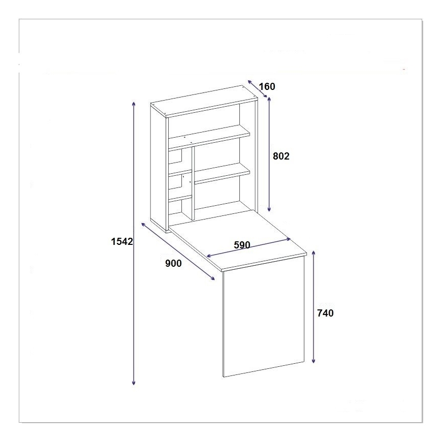 Arbejdsbord med hylde SEDIR 154,2x90 cm antracit