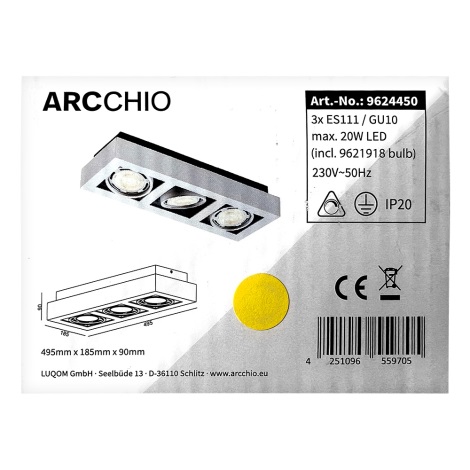 Arcchio - LED loftlampe RONKA 3xGU10/11,5W/230V