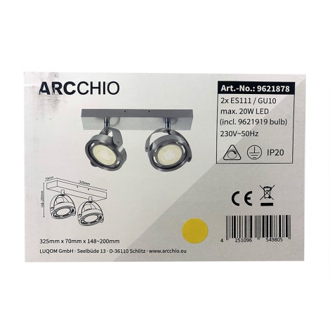 Arcchio - LED spotlampe dæmpbar MUNIN 2xES111/GU10/11,5W/230V