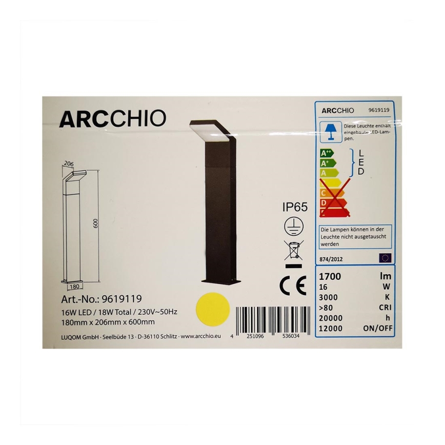 Arcchio - LED udendørslampe YOLENA LED/16W/230V IP65